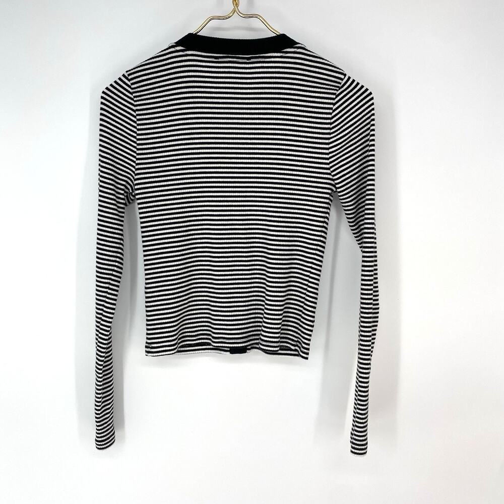J.Crew Vintage Rib Lady Jacket XS Black White Stripe Gold Button Cardigan - Picture 2 of 7